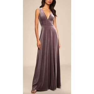 Lulus Dusty Purple Velvet Sleeveless Maxi Dress Medium